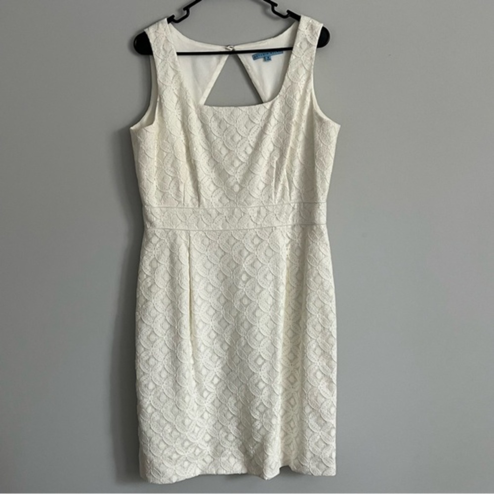 Antonio Melani White Lace Sleeveless Classy Sheath Dress